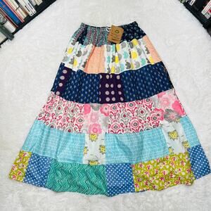 ASHLEY TAYLOR WOMENS PATCHWORK SKIRT BOHO HIPPIE HAREM OSFM 4